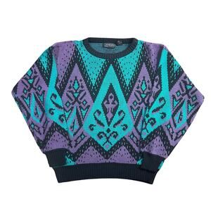 Vintage Capricorn Multi Colored Pattern Crewneck Sweater